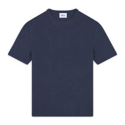 REBEKA T shirt col rond 4 fils 100% cachemire bleu / taupe