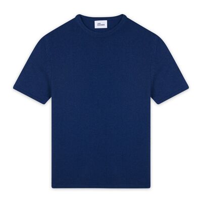 REBEKA T shirt col rond 4 fils 100% cachemire bleu