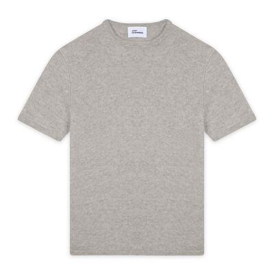 REBEKA T shirt col rond 4 fils 100% cachemire gris clair