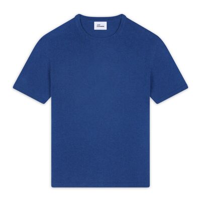 CARLA T shirt col rond 4 fils 100% cachemire bleu jean