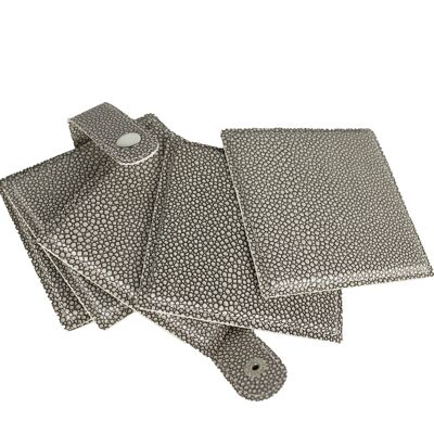 Glass coasters set of 6 stingray faux leather grey