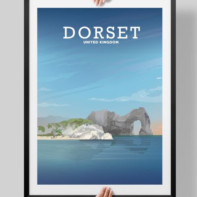 Dorset Poster, Durdle Door Print, Jurassic Coast England - A4
