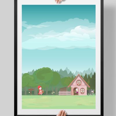 Red Riding Hood, Fairy Tales Poster, Kids Room Print, Nursery Art - A3