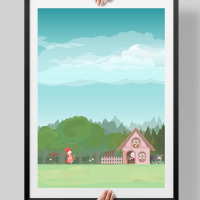Red Riding Hood, Fairy Tales Poster, Kids Room Print, Nursery Art - A2