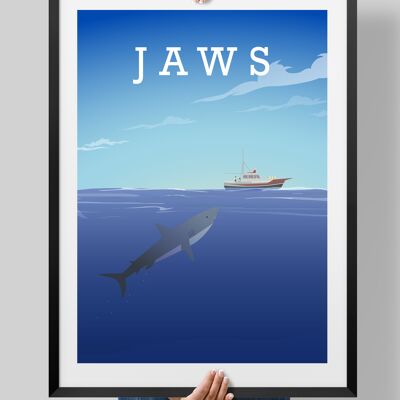 Jaws Movie Poster, Shark print - A4
