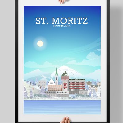 St Moritz Print, Skiing Europe, Saint Moritz Poster - A2