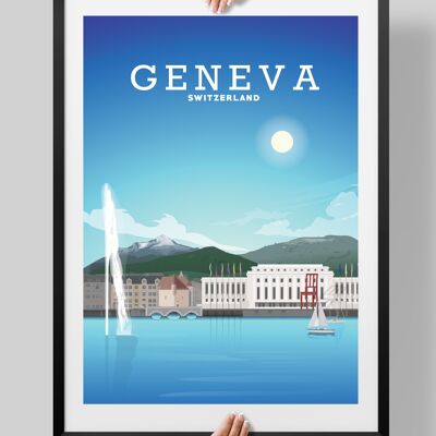 Geneva Switzerland Print, Swiss Poster - A4