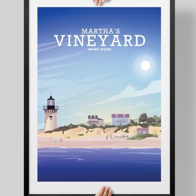 Martha's Vineyard Print, Cape Cod Poster - A4