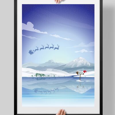 Santa North Pole Poster, Lapland Print - A4