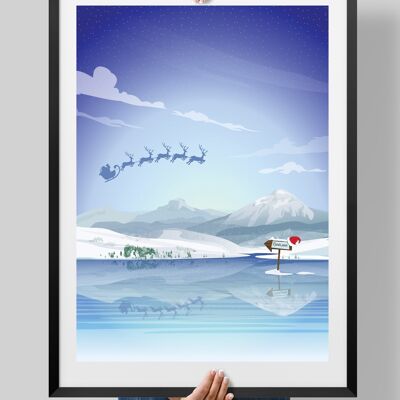 Santa North Pole Poster, Lapland Print - A3