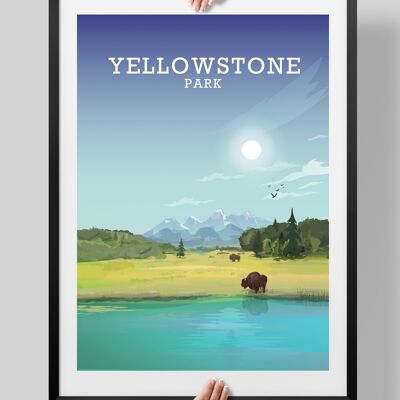 Yellowstone National Park Print, Yellowstone Poster - A4