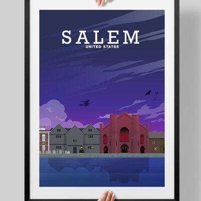 Salem Poster, Salem Mass Witches Print - A4