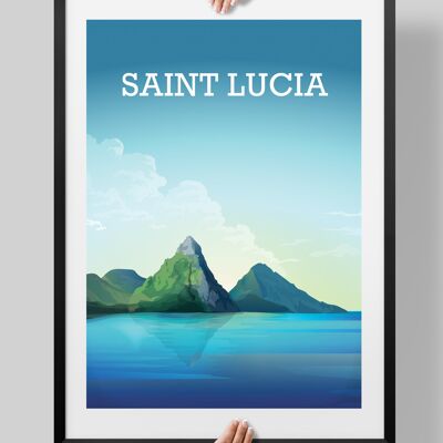St Lucia Print, St Lucia Caribbean Art - A4