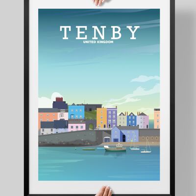 Tenby Print, Pembrokeshire Poster, Tenby Harbour - A4