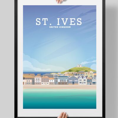 St Ives Poster, Cornwall Print - A4