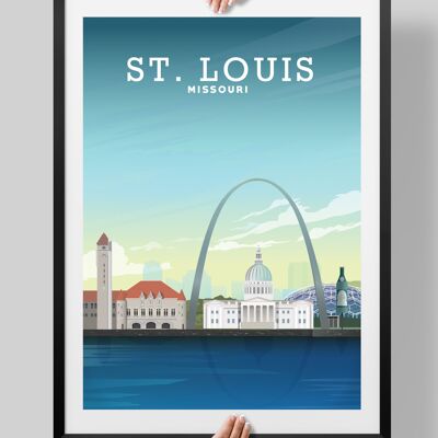 St Louis Print, St Louis Poster, Missouri Travel Art - A4