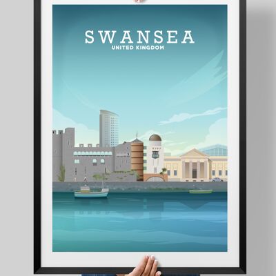 Swansea Print, Swansea Wales Poster - A3