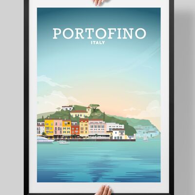 Portofino Art Poster, Portofino Italy Print - A4