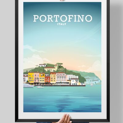 Portofino Art Poster, Portofino Italy Print - A3
