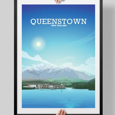 Queenstown New Zealand Poster, New Zealand Art, Queenstown Print - A3