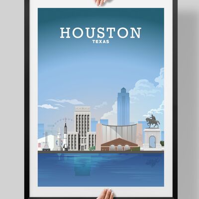 Houston Poster, Houston Print, Houston Texas Cityscape - A3