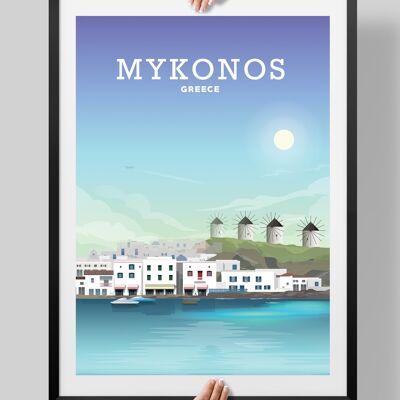 Mykonos Poster, Greek Islands Print, Mykonos Print - A4