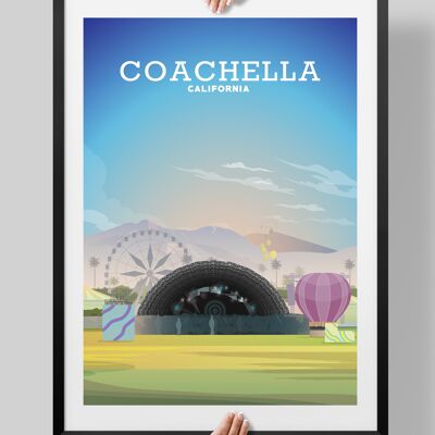 Coachella Festival Print, Coachella Poster, Coachella California - A4