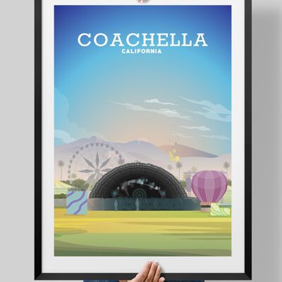 Coachella Festival Print, Coachella Poster, Coachella California - A3