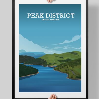 Peak District Poster, Peak District Print, Derbyshire Art - A4