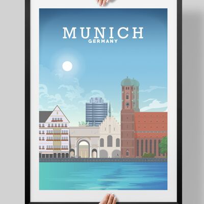 Munich Poster, Munich Print, Germany Travel Art - A4