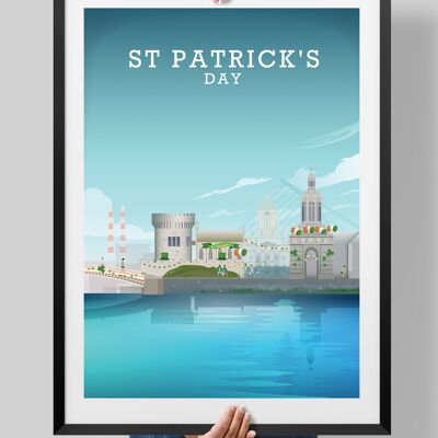 St Patricks Day Print, Dublin Poster, Irish Gifts - A4