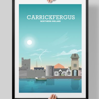 CarrickFergus Castle, Carrick Print, Carrick Poster, Northern Irish Gifts - A3