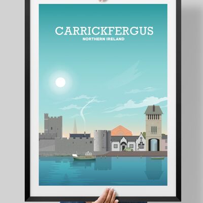 CarrickFergus Castle, Carrick Print, Carrick Poster, Northern Irish Gifts - A3