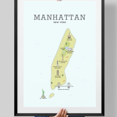 Manhattan Map, New York Map, Manhattan Print - A4