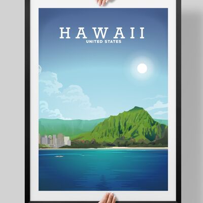 Hawaii Poster, Hawaii Print, Honolulu Art - A3