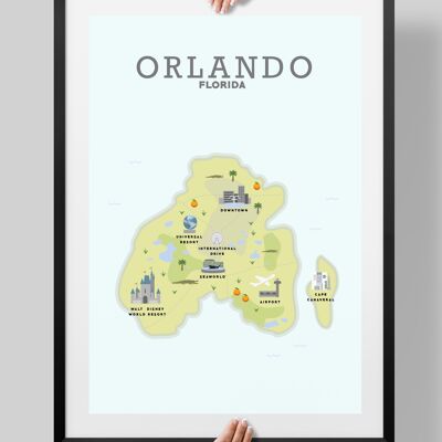 Orlando Map, Orlando Poster, Orlando Print - A4