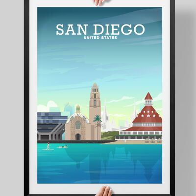 San Diego Poster, San Diego Print, California Art, SD California - A4
