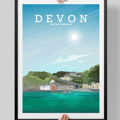 Clovelly Devon, Devon Poster, Devon UK Print - A4