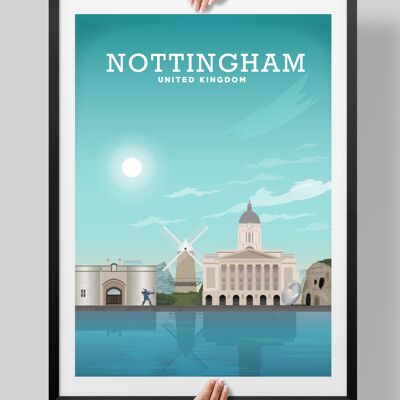Nottingham Print, Robin Hood Statue, Nottingham Trent Poster - A4