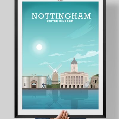 Nottingham Print, Robin Hood Statue, Nottingham Trent Poster - A2