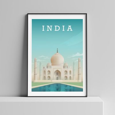 Taj Mahal Print, India Poster, Asia Travel Art - A4