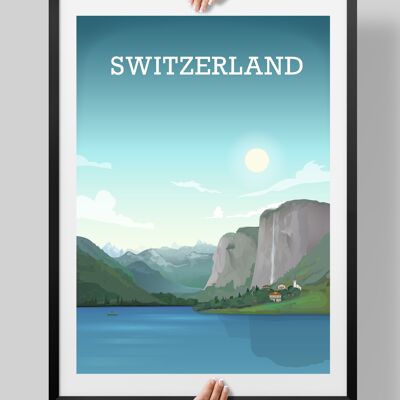 Switzerland Print, Switzerland Poster, Alps Poster, Swiss Art - A4