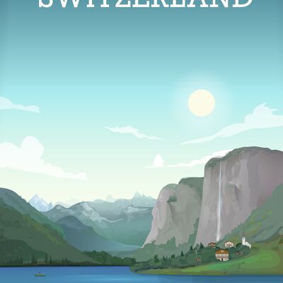 Switzerland Print, Switzerland Poster, Alps Poster, Swiss Art - A2
