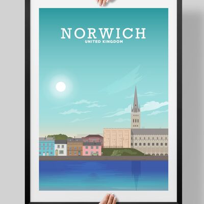 Norwich Print, Norwich Poster, Norwich City - A4