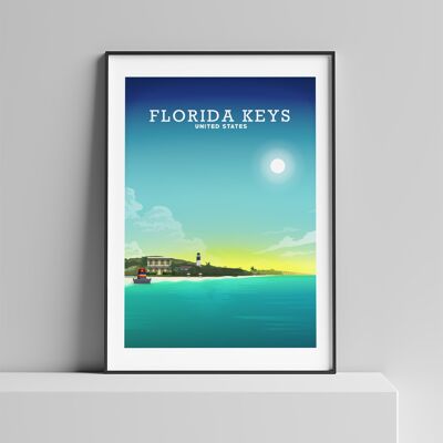 Florida Keys Print, Key West Poster, Florida USA - A4