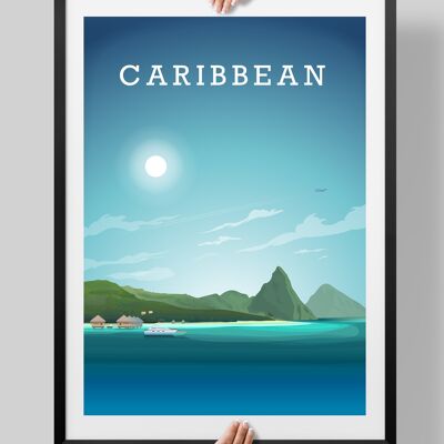 Caribbean Poster, Caribbean Print, Caribbean Art, Barbados, Jamaica, - A2