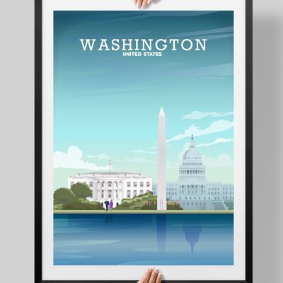 Washington Dc Print, Washington Poster, USA Travel Poster - A3