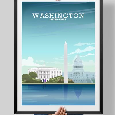 Washington Dc Print, Washington Poster, USA Travel Poster - A3