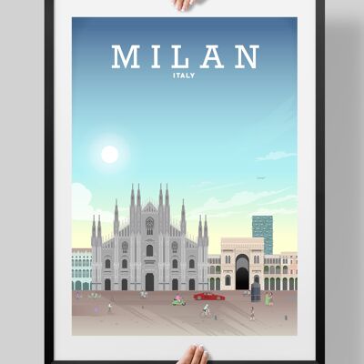 Milan Print, Milan Travel Poster, Milan Italy Art - A4