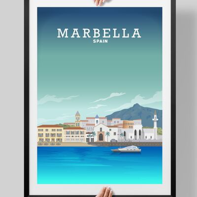 Marbella Print, Marbella Poster, Spanish Travel Poster - A4
